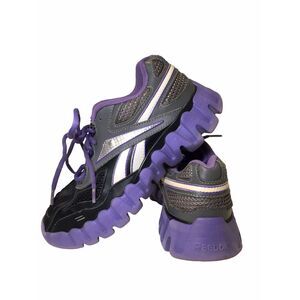 Reebok Women shoe sneaker size 3 purple black #71-v43331 athletic lace up active
